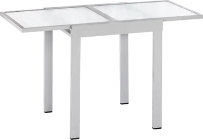Produktbild von Balkonový stůl Merxx rozkládací 65/130 x 65 cm - hliníkový rám stříbrný s matnou skleněnou deskou