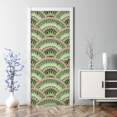 Produktbild von Dekorative Türtapete selbstklebend Klebefolie Türposter Türaufkleber Blätter und Blüten 85 x 200 cm