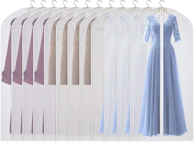 Produktbild von 12 Stück Kleidersack 60 x 152 cm, Kleidersäcke Kleiderhülle mit Reißverschluss, Transparentkleiderschutzhülle Lang für Abendkleid, Anzüge, Mäntel, Kleider, Hemden