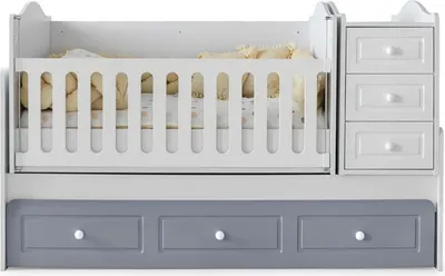 Produktbild von Modernes Montessori Babybett mit Schubladen und Stauraum Funktionales Design