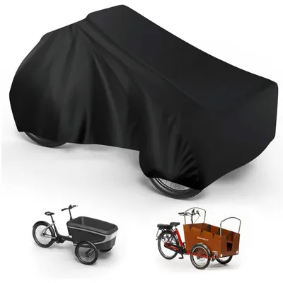 Image de Housse de protection pour vélo pour enfants, noire, 225x100x100 cm, imperméable, protection UV, résistante à la déchirure, tissu Oxford 210D