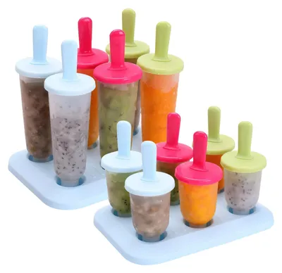 Eisformen-Set 12 Stück, BPA-frei, mit Stiel, für Kinder & Erwachsene