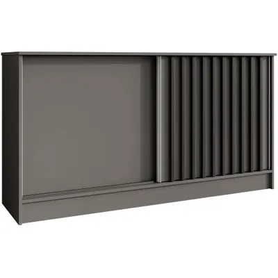 Produktbild von BEAUTYSOFA | Kommode HORIZON 160 cm Graphit, Schwarz mit Lamellen Sideboard mit 2 Schiebetüren, Modernes Design, viel Stauraum