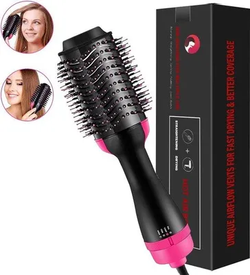 Productafbeelding van Föhn-styling set - Borstelset met 4 opzetstukken - Haardroger - Roze/Zwart - Luchtstyler