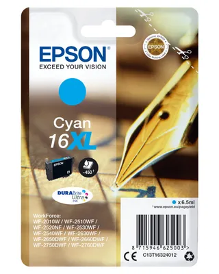 Zdjęcie produktu dla Epson Pen and crossword Singlepack Cyan 16XL DURABrite Ultra, Cyjan, 6,5 ml, 1 szt., 450 stron(y)