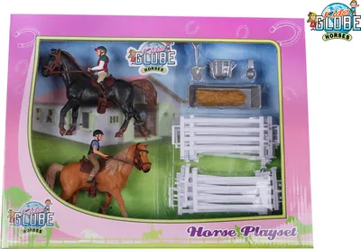 Image de KidsGlobe Pferdespielset, mit 2 Pferde und 2 Reiter für Reiterhof, Bauernhof