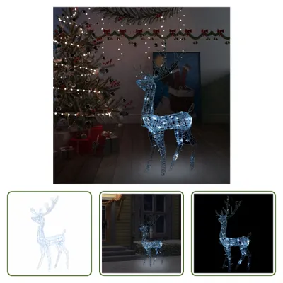 Immagine prodotto di The Living Store LED renna acrilica decorazione natalizia 140 LED 120 cm bianco freddo