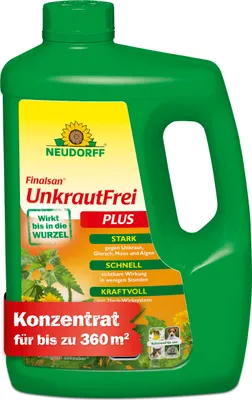 Produktbild von Neudorff Finalsan UnkrautFrei Plus gegen Unkraut Ackerschachtelhalm Giersch Moos Algen Glyphosatfrei Haustierfreundlich 2l 360m²
