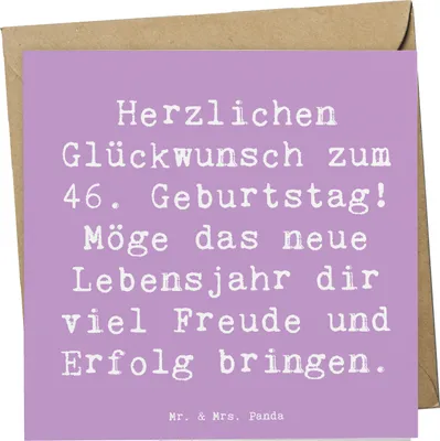 Produktbild von Mr. & Mrs. Panda Glückwunschkarte Spruch 46. Geburtstag - Lavendeltraum - Geschenk, Wünsche, Geburtstagsdekoration, besondere Grüße, doppelkarte, Grußkarte, faltkarte