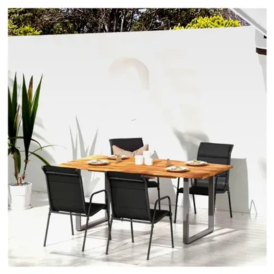 Produktbild von Gartenstühle 4 Stück Hochlehner, Campingstühle, Lehnstühle, wetterfester Stuhl, Stahl und Textilene Schwarz