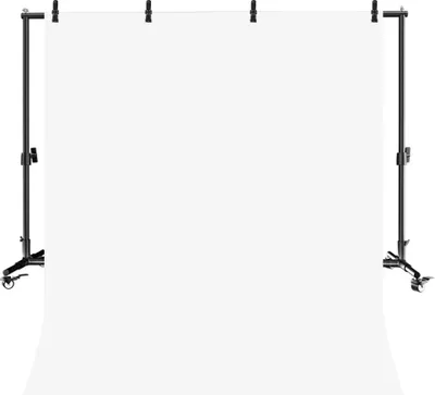 Obrázek produktu pro Stojan na fotografické pozadí, přenosný, s kolečky, nastavitelná velikost, 2x2M, bílá sada