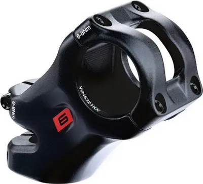 A black bicycle stem on a white background.