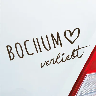 Produktbild von Auto Aufkleber Bochum verliebt Herz Stadt Heimat Liebe Car 19x8 cm Braun Sticker Heckscheibenaufkleber