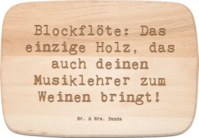 Produktbild von Mr. & Mrs. Panda Frühstücksbrett Spruch Blockflöte Humor - Transparent - Geschenk, Bassblockflöte, Tenorblockflöte, Schneidebrett, Musik, Lernen, Instrument, Musikschule