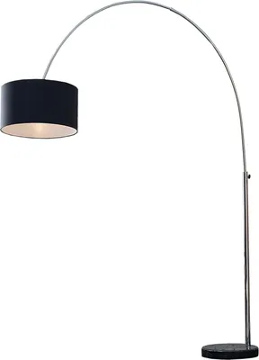 Produktbild von Ausziehbare Bogenlampe LOUNGE DEAL 170-200cm schwarz Leinenschirm Stehlampe Bogenleuchte Wohnzimmer