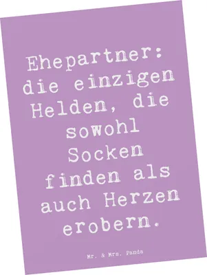 Produktbild von Mr. & Mrs. Panda Grußkarte Spruch Ehepartner Helden - Lavendeltraum - Geschenk, Romantik, Ansichtskarten, Postkarten, Ansichtskarte, Familienleben, bildkarte, Verwandte
