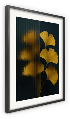 Image de Affiche "Ginkgo Jaune", 50x70 cm, Artbox. Tableau mural représentant une feuille de ginkgo, couleurs naturelles, jaune. Style botanique, moderne, scandinave. Idéal pour le salon, la chambre, le bureau ou le couloir. Décoration, cadeau