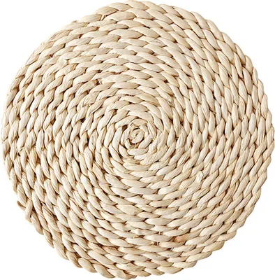 Produktbild von Rattan Weave Round Oval Placemat Esstisch Wärme Isolationsmatte Küchendekoration-Rund 20cm