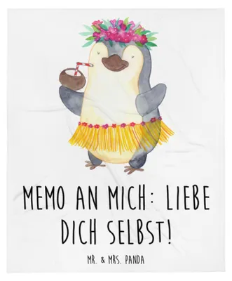 Produktbild von Mr. & Mrs. Panda Bettdecke Pinguin Kokosnuss - Weiß - Geschenk, Sofadecke, Decke, Bettüberwurf, Urlaub, Ferien, Tagesdecke, Hawaii, Kuscheldecke