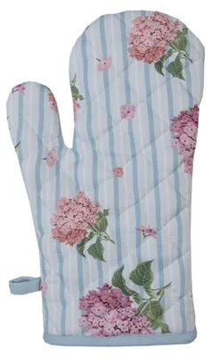 Produktbild von Clayre & Eef Kinderofenhandschuh 12x21 cm Blau Rosa Baumwolle Hortensie