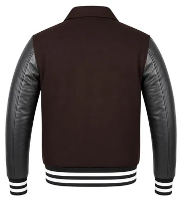 Produktbild von Collegejacke Blouson Wolljacke varsity College Jacke Lederärmel Retro, Größe:60/4XL, Farbe:Dunkelbraun