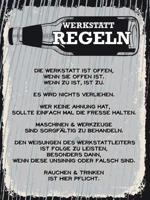 Produktbild von vianmo Holzschild 40x30 cm Werkstatt Regeln schwarz weiß Auto Garage