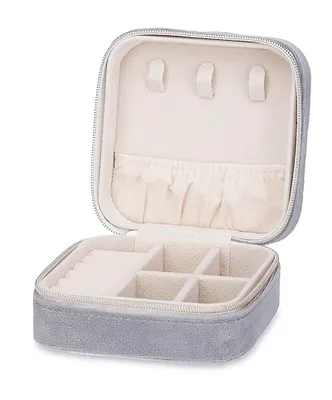 Immagine prodotto di VELVET SCHMUCKBOX quadrato per anelli orecchini collane Scatola per gioielli Organizzatore di gioielli Scatola per gioielli (Grigio-27)