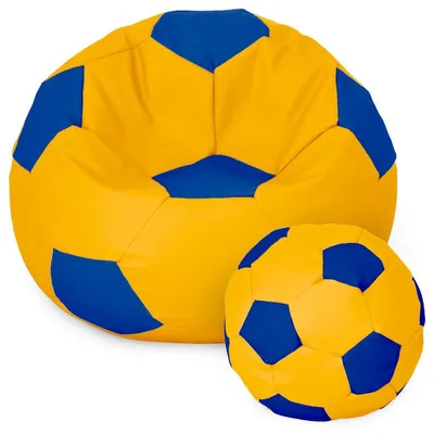 Produktbild von Fußball Sessel mit Füllung EPS Perlen Sitzsack Beanbag Sitzkissen 40cm Zitronenblau Sitzkissen Kissen Sitzsäcke Wohnzimmer Sitzsackbezug Gamer