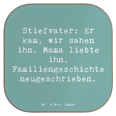 Produktbild von Mr. & Mrs. Panda Tassen Untersetzer Spruch Stiefvater Liebe - Meeresbrise - Geschenk, Familie Verwandte, Dankeschön, für Gläser, Tischuntersetzer, handgemacht, Geschenke