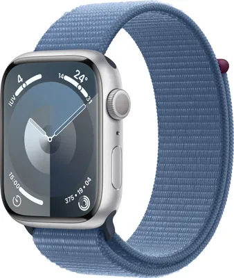 Produktbild von Apple WATCH Series 9 45mm GPS Aluminiumgehäuse Silber Sport Loop Winterblau