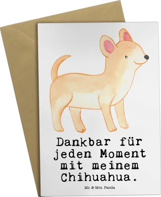 Produktbild von Mr. & Mrs. Panda Klappkarte Chihuahua Moment - Weiß - Geschenk, einladungskarten, hochzeitskarten, osterkarte, weihnachtskarten, Grußkarte, osterkarten