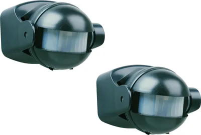 Produktbild von 2er Pack Bewegungsmelder schwarz, 12m / 180° einstellbar Zeitintervall; IP44