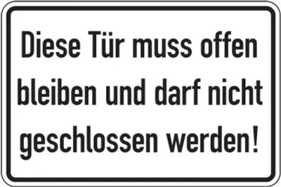 Produktbild von Dreifke® Türschild, Diese Tür muss offen bleiben..., 200 x 300 mm, Folie selb...