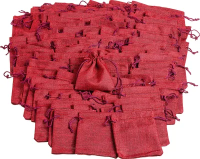 Produktbild von VBS XXL Jutebeutel "9,7 x 12 cm", Rot, 100 Stück