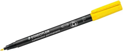 Produktbild von Folienstift Lumocolor F permanent gelb Packung mit 10 Stück