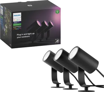 Zdjęcie produktu dla Philips Hue White and color ambiance Zewnętrzny reflektor Lily, Inteligentne światło zawieszenia, Bluetooth/Zigbee, Czarny, LED, Aluminium, Niewymienialne źródło światła