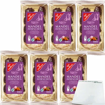 Produktbild von Gut & Günstig Mandelhörnchen edles Marzipangebäck veredelt mit 14 % Zartbitterschokolade 6er Pack (6x175g Packung) + usy Block