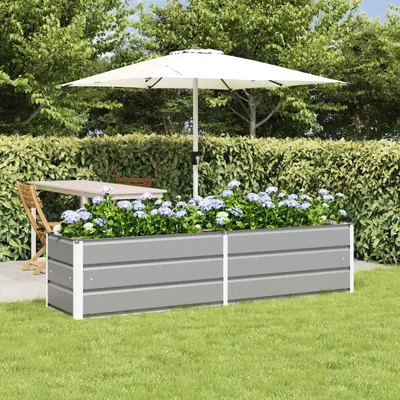 Produktbild von "Schlussverkauf" Pflanzkübel im Garten - 1 pc - Blumenbeet/Gartenbeet - Hellgrau 480x50x45 cm Verzinkter Stahl C13534