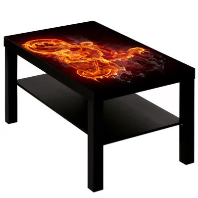 Produktbild von Couchtisch mit Motiv Skelett auf dem Bike in Flammen