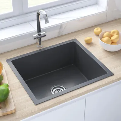 Obrázek produktu pro The Living Store Ručně vyráběný vestavný dřez z černé nerezové oceli