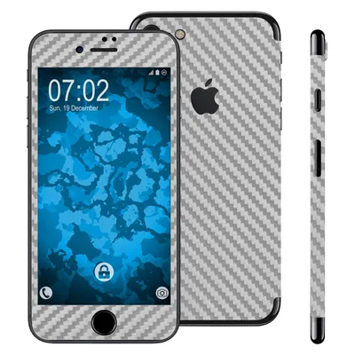 Produktbild von 2 x Carbonoptik-Folienset für Apple iPhone 7 / 8 / SE 2020 silber PhoneNatic Schutzfolien