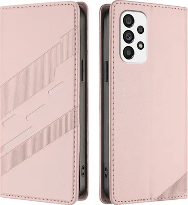 Produktbild von Hülle für Samsung Galaxy A73 5G, Kunstleder Brieftaschen Handyhülle mit Kartenfach und Standfunktion Pink