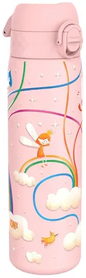 Zdjęcie produktu dla Butelka turystyczna ze stali nierdzewnej, 600 ml, nieizolowana. Wodoodporna, zamykana jedną ręką, z bezpiecznym zamknięciem, nadająca się do mycia w zmywarce, z klapą, z uchwytem, łatwa do czyszczenia