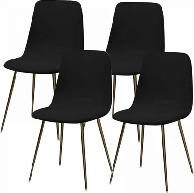 Produktbild von Schwarze skandinavische Stretch-Stuhlhussen, 4er-Set, moderner Esszimmerstuhlbezug, waschbar, universeller Küchenstuhlbezug, Heimküchendekor