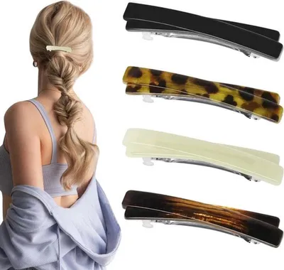 Haarschnellspangen für Damen mit Schildpattmuster - Set von 4 - 6,5 cm - Haaraccessoires für Styling und Halt