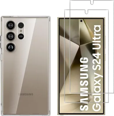 Produktbild von Hülle für Samsung Galaxy S24 ULTRA mit 2 Displayschutzfolien aus Hartglas Phonillico®
