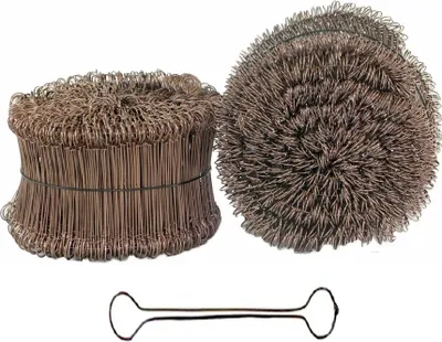 Two bundles of wire ties and one single wire tie are shown against a white background.