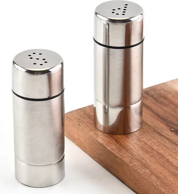 Produktbild von Salz und Pfefferstreuer Set 2 Stück Gewürzglas Flasche Salzsteuer Pfefferstreuer Gewürzstreuer Gewürzglas Edelstahl Salz und Pfefferstreuer Edelstahl Ideal für Küche