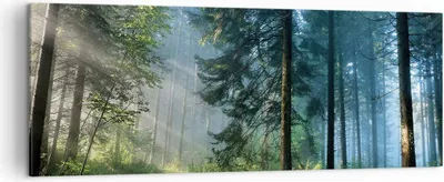 Produktbild von Bild auf Leinwand - Leinwandbild - Einteilig - Wald Dämmerung die Sonne - 140x50cm - Wand Bild - Wanddeko - Wandbilder - Leinwanddruck - Bilder - Wanddekoration - Leinwand bilder - AB140x50-4398