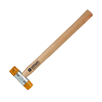 Produktbild von Dönges Kunststoffhammer mit lackiertem Eschenstiel, 22 mm, Gelb (Gummihammer)